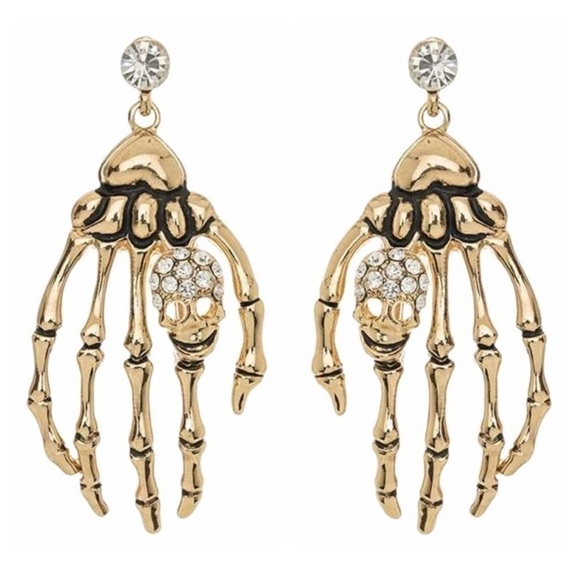Jewelry - 𝅺RHINESTONE Skeleton Hand Iconic Earrings